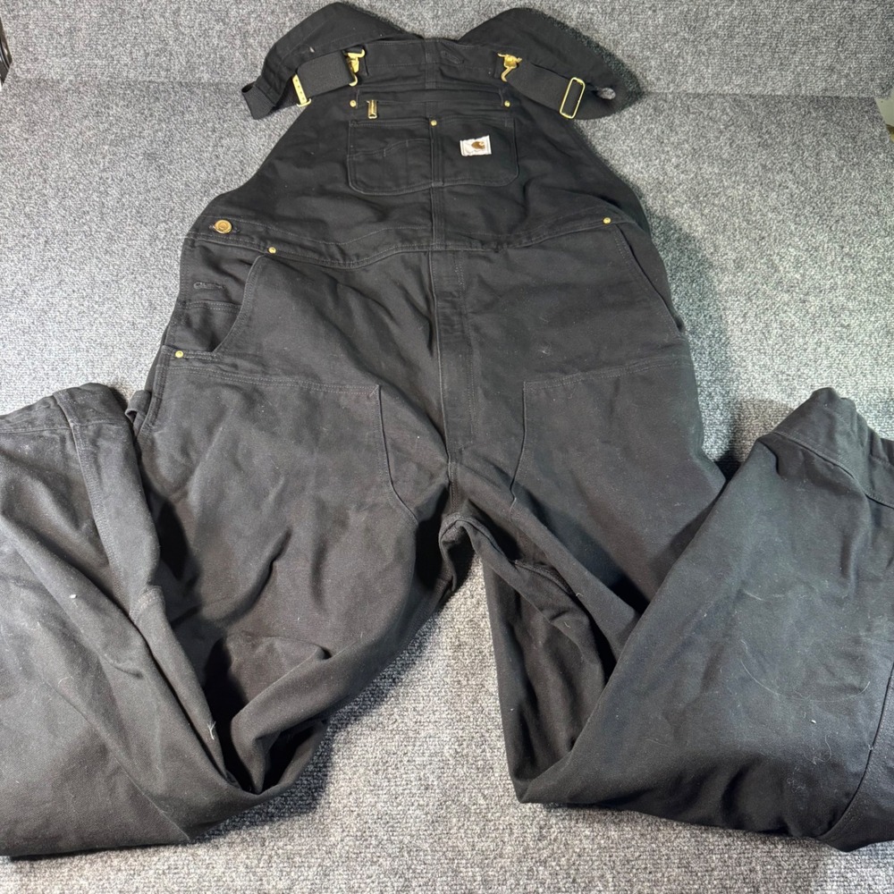 Carhartt Mens Relaxed Fit Duck Bib Overalls Black R01-M 44x36